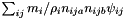 $\sum_{ij} m_i/\rho_i n_{ija} n_{ijb} \psi_{ij}$