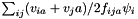 $\sum_{ij} (v_{ia}+v_ja)/2 f_{ija} \psi_i$