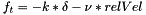 $f_t=-k*\delta-\nu*relVel$